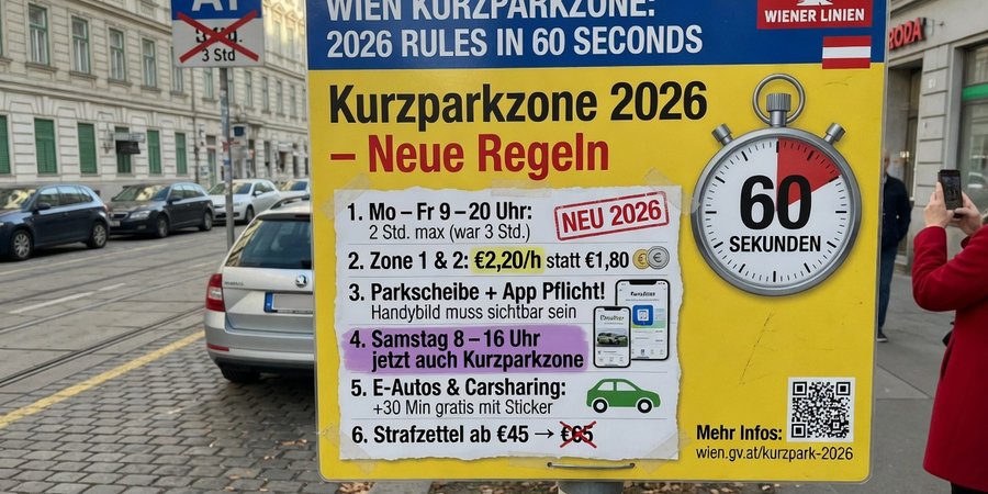 Strada di Vienna con il Parkschein appoggiato sul cruscotto