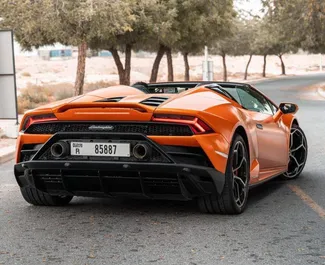 Noleggio auto Lamborghini Huracan Evo Cabrio 2022 negli Emirati Arabi Uniti, con carburante Benzina e 630 cavalli di potenza ➤ A partire da 2900 AED al giorno.