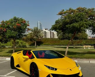 Noleggio auto Lamborghini Huracan Evo Cabrio 2023 negli Emirati Arabi Uniti, con carburante Benzina e 631 cavalli di potenza ➤ A partire da 2900 AED al giorno.