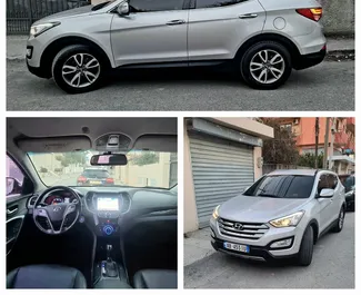 Vista frontale di un noleggio Hyundai Santa Fe a Tirana, Albania ✓ Auto #8038. ✓ Cambio Automatico TM ✓ 0 recensioni.