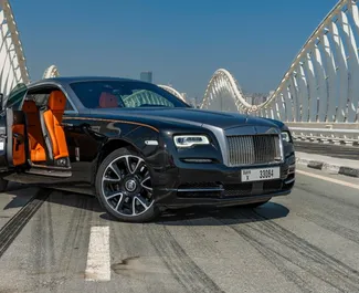 Vista frontale di un noleggio Rolls-Royce Wraith a Dubai, Emirati Arabi Uniti ✓ Auto #8414. ✓ Cambio Automatico TM ✓ 0 recensioni.