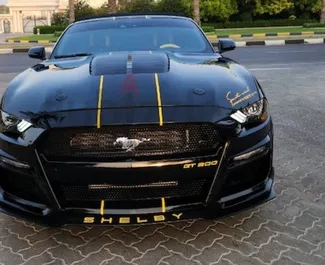 Vista frontale di un noleggio Ford Mustang Cabrio a Dubai, Emirati Arabi Uniti ✓ Auto #8412. ✓ Cambio Automatico TM ✓ 0 recensioni.