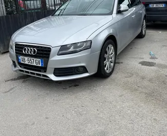 Vista frontale di un noleggio Audi A4 Avant all'aeroporto di Tirana, Albania ✓ Auto #10042. ✓ Cambio Automatico TM ✓ 0 recensioni.