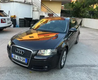 Vista frontale di un noleggio Audi A3 all'aeroporto di Tirana, Albania ✓ Auto #11138. ✓ Cambio Automatico TM ✓ 0 recensioni.