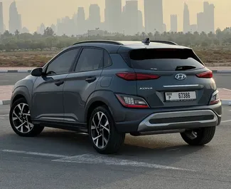Vista frontale di un noleggio Hyundai Kona a Dubai, Emirati Arabi Uniti ✓ Auto #11910. ✓ Cambio Automatico TM ✓ 0 recensioni.