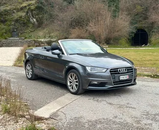 Vista frontale di un noleggio Audi A3 Cabrio in Becici, Montenegro ✓ Auto #11958. ✓ Cambio Automatico TM ✓ 0 recensioni.