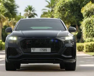 Vista frontale di un noleggio Audi RS Q8 a Dubai, Emirati Arabi Uniti ✓ Auto #13262. ✓ Cambio Automatico TM ✓ 0 recensioni.