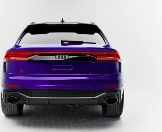 Vista frontale di un noleggio Audi RS Q8 a Dubai, Emirati Arabi Uniti ✓ Auto #13569. ✓ Cambio Automatico TM ✓ 0 recensioni.