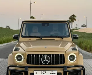Vista frontale di un noleggio Mercedes-Benz G63 a Dubai, Emirati Arabi Uniti ✓ Auto #13589. ✓ Cambio Automatico TM ✓ 0 recensioni.