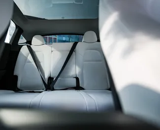 Interni di Tesla Model Y – Long Range in affitto negli Emirati Arabi Uniti. Un'ottima auto da 5 posti con cambio Automatico.