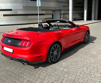 Vista frontale di un noleggio Ford Mustang Cabrio a Minsk, Bielorussia ✓ Auto #15042. ✓ Cambio Automatico TM ✓ 0 recensioni.