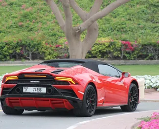 Noleggio auto Lamborghini Huracan Perfomante Spider 2024 negli Emirati Arabi Uniti, con carburante Benzina e 630 cavalli di potenza ➤ A partire da 2500 AED al giorno.