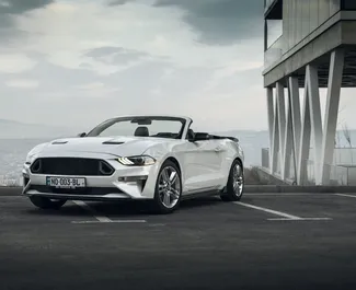 Vista frontale di un noleggio Ford Mustang GT Cabrio a Tbilisi, Georgia ✓ Auto #15474. ✓ Cambio Automatico TM ✓ 0 recensioni.
