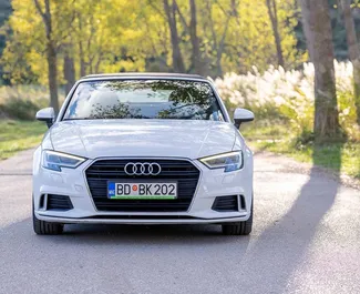 Vista frontale di un noleggio Audi A3 Cabrio in Becici, Montenegro ✓ Auto #2475. ✓ Cambio Automatico TM ✓ 1 recensioni.