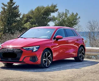 Vista frontale di un noleggio Audi A3 a Budva, Montenegro ✓ Auto #16132. ✓ Cambio Automatico TM ✓ 0 recensioni.