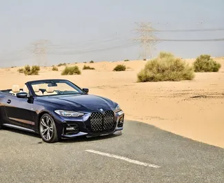 Vista frontale di un noleggio BMW 435i Cabrio a Dubai, Emirati Arabi Uniti ✓ Auto #16000. ✓ Cambio Automatico TM ✓ 0 recensioni.