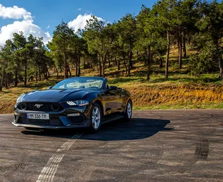 Vista frontale di un noleggio Ford Mustang Cabrio a Tbilisi, Georgia ✓ Auto #16289. ✓ Cambio Automatico TM ✓ 0 recensioni.
